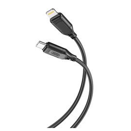 Дата кабель USB-C to Lightning 1.0m 27W braided XO (NBQ236A_Black)