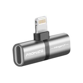 Переходник Lightning M to 2xLightning F Audiо + Charge Promate (ihinge-lt.grey)