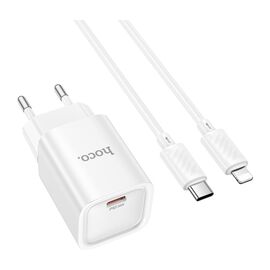 Зарядное устройство HOCO C148A Charm USB-C PD30W + cable USB-C to Lightning White (6942007630313)