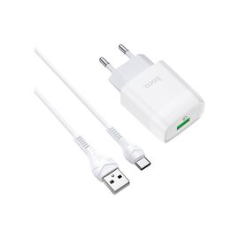Зарядное устройство HOCO C72Q Glorious USB QC3.0 + cable USB to USB-C 18W White (6931474732552)