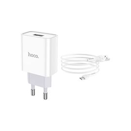 Зарядний пристрій HOCO C81A Asombroso USB + cable Micro 5P 10.5W White (6931474727954)