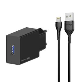Зарядное устройство Grand-X CH03LTB USB + cable USB to Lightning 10.5W Black (CH-03LTB)