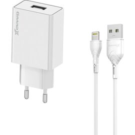 Зарядний пристрій Grand-X CH03LTW USB + cable USB to Lightning 10.5W White (CH-03LTW)