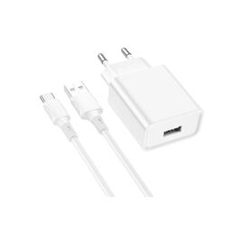 Зарядное устройство BOROFONE BA74A Aspirer USB + cable USB to USB-C White (6974443388671)