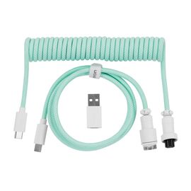 Дата кабель USB-C + USB A to USB-C 1.36m Coiled Aviator mint Keychron (CAB18_KEYCHRON)