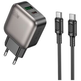 Зарядное устройство BOROFONE BAS54A Absolute 1xUSB-C PD20W + 1xUSB QC3.0 + cable USB-C to USB-C Black (6941991116223)