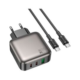 Зарядное устройство BOROFONE BAS56A Absolute 2xUSB-C + 1xUSB-A PD45W + cable USB-C to USB-C Black (6941991116278)