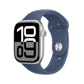 Смарт-годинник Apple Watch Series 10 GPS + Cellular 42mm Silver Aluminium Case with Denim Sport Band - S/M (MWX33QH/A)