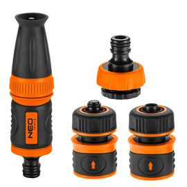 Набор для полива Neo Tools 1/2", ороситель прямой, 2 коннектора для шланга, коннектор для крана 1/2"-3/4" (15-710)