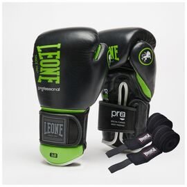 Боксерские перчатки Leone GN115 Professional 2 Black 16 унцій (GN115_Black_16oz)