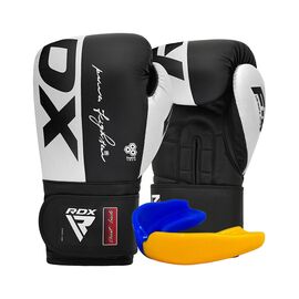 Боксерские перчатки RDX F4 Boxing Sparring Gloves Hook & Loop White/Black 12 унцій (BGR-F4B-12OZ)