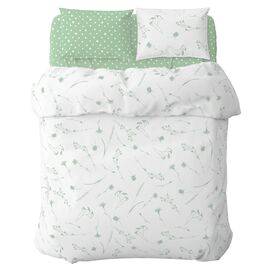 Постельное белье Home Line Васильки/горох зеленые на белом/белый на зеленом, бязь, полуторный (178708)
