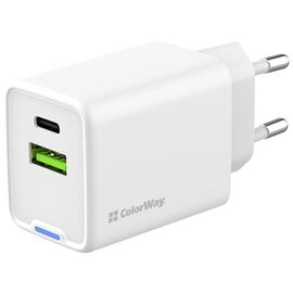 Зарядное устройство ColorWay C101E GaN Mini 45W PD PPS USB-C + USB-A QC4.0 white (CW-CHS060PD-WT)