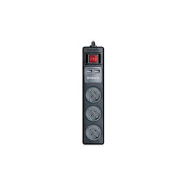 Мережевий подовжувач REAL-EL RS-3 USB CHARGE 1.8m, black (EL122500001)