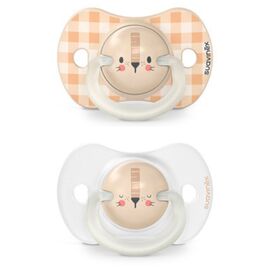 Пустышка Suavinex фізіологочна 2 шт. 0-6 місяців,нічна/лев (308211)