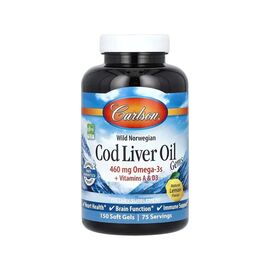 Жирні кислоти Carlson Жир печінки норвезької тріски, смак лимона, Wild Norwegian, Cod Li (CAR-01381)