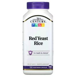 Трави 21st Century Червоний дріжджовий рис, Red Yeast Rice, 150 вегетаріанських капс. (CEN-22908)