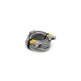 Кабель мультимедійний VGA M to VGA M 5.0m 1080P grey-yellow Merlion (YT-VGA(M)/(M)3+6GR-5m)