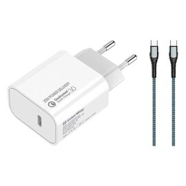 Зарядное устройство ColorWay C102A Power Delivery 20W USB-C + cable USB-C to USB-C 1.0m 3.0A 65W grey (CW-CHS026PD-WT/CBPDCC040-GR)