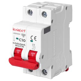 Автоматический выключатель E.NEXT 2-п e.mcb.stand. 10А C ( 6кА) (s002116)