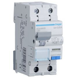 Дифференциальный автоматический выключатель Hager 1-п.+N 40A C 30mA (6kA) A (A) (ADA990D)