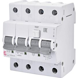 Дифференциальный автоматический выключатель ETI KZS-4M 3p+N C 20/0,03 тип AC (6kA)