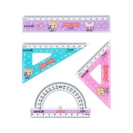 Линейка Kite набор: линейка 15 см, 2 угольника, транспортир Aggretsuko (AR25-282)