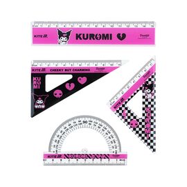 Линейка Kite набор: линейка 15 см, 2 угольника, транспортир Kuromi (HK25-282)