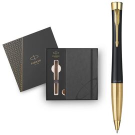 Ручка шариковая Parker URBAN 17 Muted Black GT BP + блокнот Parker + подар.упаковка GIFT24 (30 035b24)