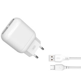Зарядное устройство XO 2xUSB 2.4A + cable USB to Micro 5P white (L78-M-WH)
