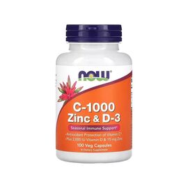 Витаминно-минеральный комплекс Now Foods Витамин C-1000, Цинк и витамин D3, Vitamin C-1000 Zinc & D-3, 100 вегетар (NF0696)