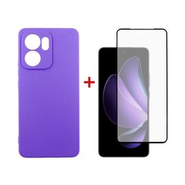 Чехол для мобильного телефона Dengos Oppo Reno13 F Case Carbon + Glass (Purple) (DG-KM-151)
