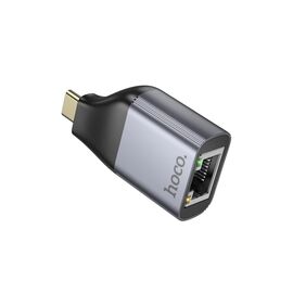 Переходник USB-C to RJ45 Ethernet 100Mbps gray HOCO (6942007645607)