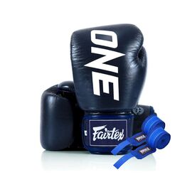 Боксерские перчатки Fairtex BGV1-ONE (натуральна шкіра) Blue 12 унцій (бинти в комплекті) (BGV1-ONE_12oz_Blue)