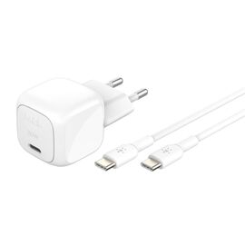 Зарядное устройство Belkin USB-C PD30W PPS + cable USB-C to USB-C 1.0m PVC white (WCA008KQ1MWH-B6)