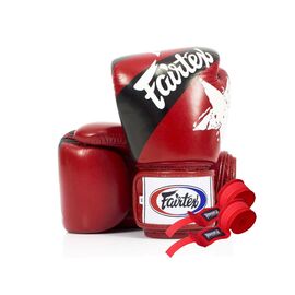 Боксерские перчатки Fairtex BGV1 Nation Print Red 14 унцій (бинти в комплекті) (BGV1_Print_14oz_Red)