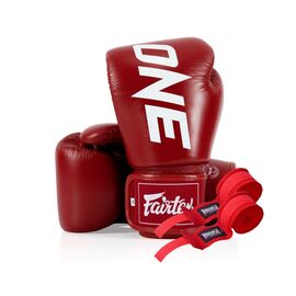 Боксерські рукавички Fairtex BGV1-ONE (натуральна шкіра) Red 10 унцій (бинти в комплекті) (BGV1-ONE_10oz_Red)