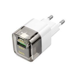 Зарядний пристрій HOCO C131A USB-C PD30W + 1xUSB QC3.0 transparent black (6942007609821)