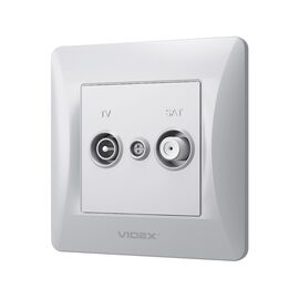ТВ розетка Videx BINERA TV+SAT конечная серебряный шёлк (VF-BNSK2TVSATE-SS)
