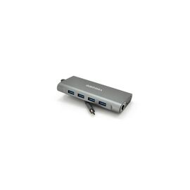 Концентратор VEGGIEG USB-C 7-in-1 USB-C + 3xUSB 3.0 + HDMI + 3.5mm + SD/TF + RJ45 0.1m silver (TC11-S)
