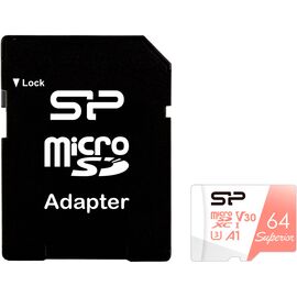Карта пам'яті Silicon Power 64GB microSDXC class 10 UHS-I U3 V30 A1 Superior (SP064GBSTXDV3V20SP)