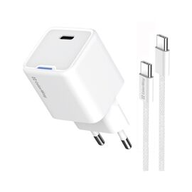 Зарядное устройство ColorWay GaN Mini 30W PD Port PPS USB (Type-C PD + USB QC4.0) cable Type-C (CW-CHS053PDC-WT)