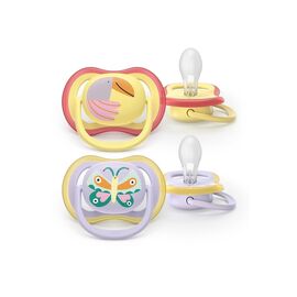 Пустушка Philips AVENT Ultra Air 0-6 місяців 2 шт жовто-фіолетова (SCF087/04)