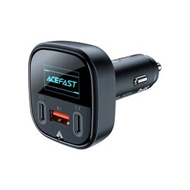 Зарядное устройство Acefast B5 Car Charger 2xUSB-C + 1xUSB-A 101W OLED smart display Metal Black (6974316281436)
