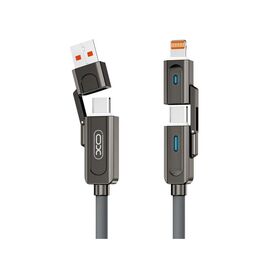 Дата кабель USB 2.0 AM to USB-C + USB 2.0 AM to Lightning 1.0m 60W gray XO (NB275_4-in-1_Gray)