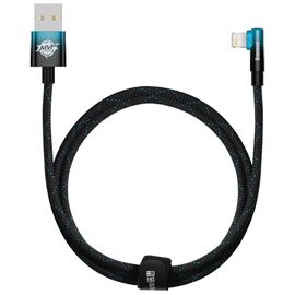 Дата кабель USB 2.0 AM to Lightning 1.0m 2.4A 90° corner black/blue Baseus (CAVP000021)