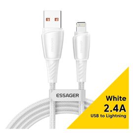 Дата кабель USB 2.0 AM to Lightning 2.0m 3A white Essager (EXCL-CHA02)