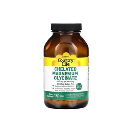 Витаминно-минеральный комплекс Country Life Магний Хелатный глицинат, 400 мг, Chelated Magnesium Glycinate, 180 таб (CLF-02681)