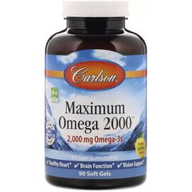 Вітамінно-мінеральний комплекс Carlson Омега-3, 2000 мг, смак лимона, Maximum Omega 2000, Natural Lemon Flavor, 90 (CAR-17210)