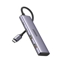 Концентратор Ugreen USB-C to 2xUSB 3.0 + 2xUSB-C CM473 gray (15395)